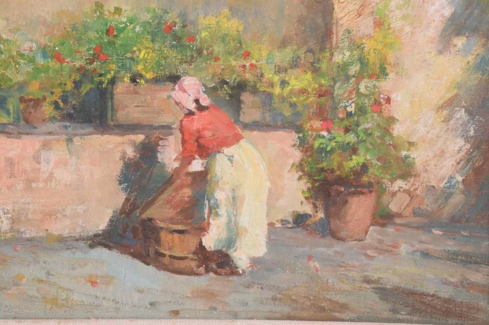 Lavandaia sulla terrazza